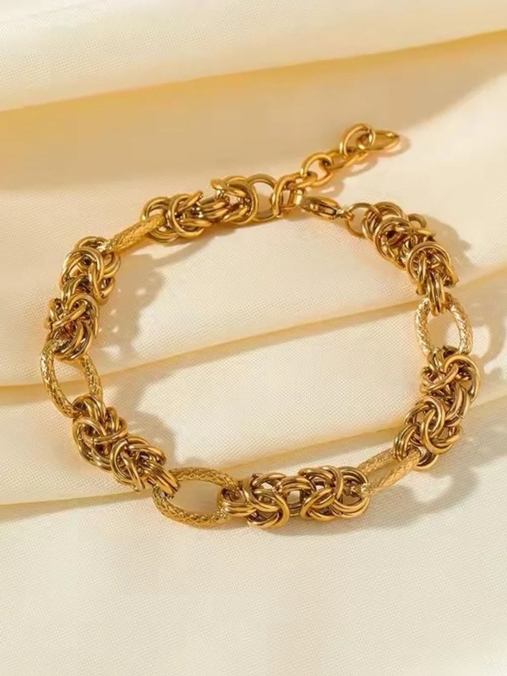 Textured Gold Braided Link Bracelet - Picture 2 of 4